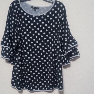Elegant Black and White Polka Dot Blouse